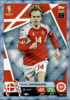 Mikkel Damsgaard Denmark Topps Match Attax EURO 2024 Blue Crystal #DEN14