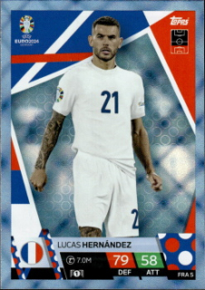 Lucas Hernandez France Topps Match Attax EURO 2024 Blue Crystal #FRA5