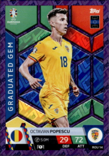 Octavian Popescu Romania Topps Match Attax EURO 2024 Graduated Gem Purple Sapphire #ROM14