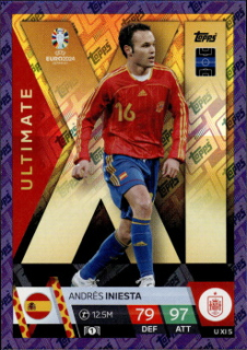 Andres Iniesta Spain Topps Match Attax EURO 2024 Ultimate XI Purple Sapphire #UXI5
