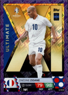 Zinedine Zidane France Topps Match Attax EURO 2024 Ultimate XI Purple Sapphire #UXI8