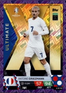 Antoine Griezmann France Topps Match Attax EURO 2024 Ultimate XI Purple Sapphire #UXI10