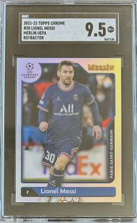 Lionel Messi FC Barcelona SGC 9.5 2021/22 Topps Merlin Collection Chrome UCL Refractor #30