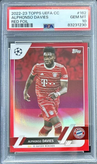 Alphonso Davies Bayern Munchen PSA 10 Topps UEFA Club Competitions 2022/23 Red Foil /5 #162