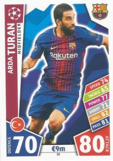 Arda Turan FC Barcelona 2017/18 Topps Match Attax CL #30