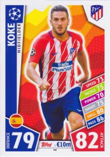 Koke Atletico Madrid 2017/18 Topps Match Attax CL #48