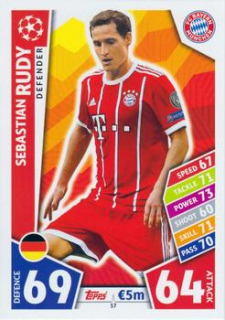 Sebastian Rudy Bayern Munchen 2017/18 Topps Match Attax CL #57