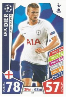 Eric Dier Tottenham Hotspur 2017/18 Topps Match Attax CL #136