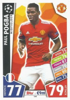Paul Pogba Manchester United 2017/18 Topps Match Attax CL #156