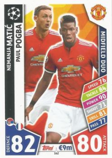 Nemanja Matic / Paul Pogba Manchester United 2017/18 Topps Match Attax CL Midfield Duo #162