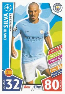David Silva Manchester City 2017/18 Topps Match Attax CL #173