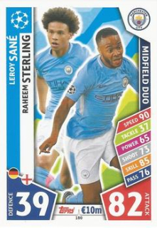 Leroy Sane / Raheem Sterling Manchester City 2017/18 Topps Match Attax CL Midfield Duo #180