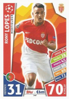 Rony Lopes AS Monaco 2017/18 Topps Match Attax CL #248