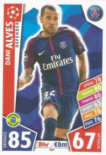 Dani Alves Paris Saint-Germain 2017/18 Topps Match Attax CL #260