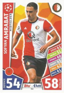 Sofyan Amrabat Feyenoord 2017/18 Topps Match Attax CL #351