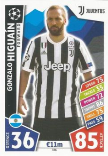 Gonzalo Higuain Juventus FC 2017/18 Topps Match Attax CL #376