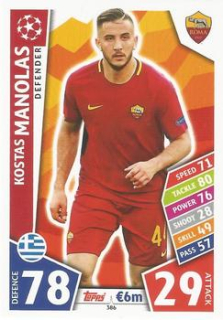 Kostas Manolas AS Roma 2017/18 Topps Match Attax CL #386