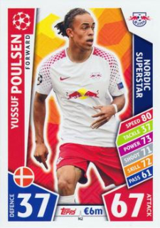 Yussuf Poulsen RB Leipzig 2017/18 Topps Match Attax CL Nordic Exclusives #N02