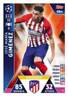 Jose Gimenez Atletico Madrid 2018/19 Topps Match Attax CL #24