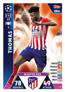 Thomas Partey Atletico Madrid 2018/19 Topps Match Attax CL #31