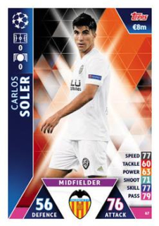 Carlos Soler Valencia CF 2018/19 Topps Match Attax CL #67