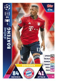 Jerome Boateng Bayern Munchen 2018/19 Topps Match Attax CL #78