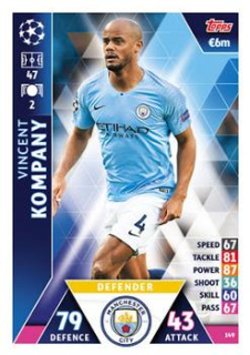 Vincent Kompany Manchester City 2018/19 Topps Match Attax CL #149