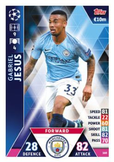 Gabriel Jesus Manchester City 2018/19 Topps Match Attax CL #160
