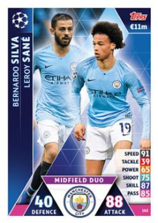 Bernardo Silva / Leroy Sane Manchester City 2018/19 Topps Match Attax CL Midfield Duo #162