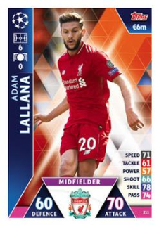 Adam Lallana Liverpool 2018/19 Topps Match Attax CL #211