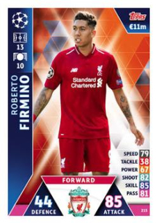 Roberto Firmino Liverpool 2018/19 Topps Match Attax CL #215