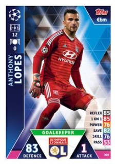 Anthony Lopes Olympique Lyonnais 2018/19 Topps Match Attax CL #308