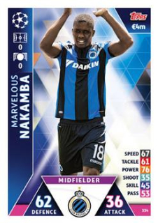 Marvelous Nakamba Club Brugge 2018/19 Topps Match Attax CL #334