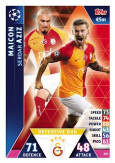 Maicon / Serdar Aziz Galatasaray AS 2018/19 Topps Match Attax CL Defensive Duo #378