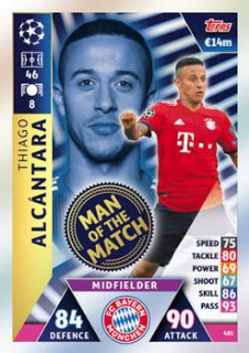 Thiago Alcantara Bayern Munchen 2018/19 Topps Match Attax CL Man of the Match #401