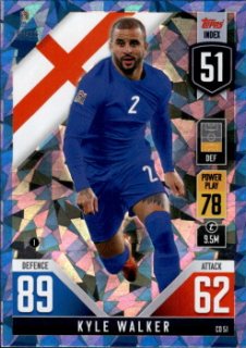 Kyle Walker England Topps Match Attax 101 Road to UEFA Nations League Finals 2022 Blue Crystal Parallel #CD51b