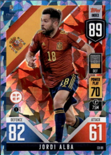 Jordi Alba Sweden Topps Match Attax 101 Road to UEFA Nations League Finals 2022 Blue Crystal Parallel #CD89b