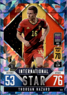 Thorgan Hazard Belgium Topps Match Attax 101 Road to UEFA Nations League Finals 2022 Blue Crystal Parallel #IS08b