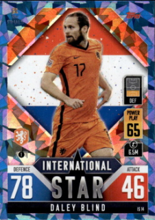 Daley Blind Netherlands Topps Match Attax 101 Road to UEFA Nations League Finals 2022 Blue Crystal Parallel #IS14b