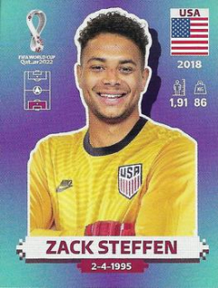 Zack Steffen USA samolepka Panini World Cup 2022 Silver version #USA04