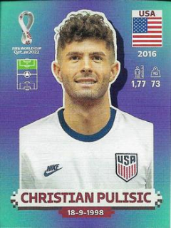 Christian Pulisic USA samolepka Panini World Cup 2022 Silver version #USA18