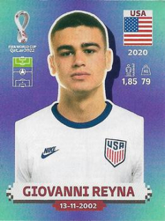 Giovanni Reyna USA samolepka Panini World Cup 2022 Silver version #USA19