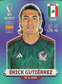 Erick Gutierrez Mexico samolepka Panini World Cup 2022 Silver version #MEX14