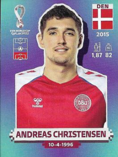 Andreas Christensen Denmark samolepka Panini World Cup 2022 Silver version #DEN05