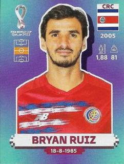Bryan Ruiz Costa Rica samolepka Panini World Cup 2022 Silver version #CRC14