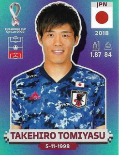 Takehiro Tomiyasu Japan samolepka Panini World Cup 2022 Silver version #JPN07