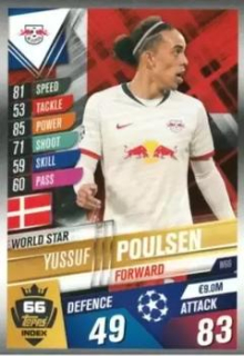 Yussuf Poulsen RB Leipzig Topps Match Attax 101 2019/20 World Star #W66