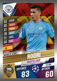 Rodri Manchester City Topps Match Attax 101 2019/20 World Star #W70