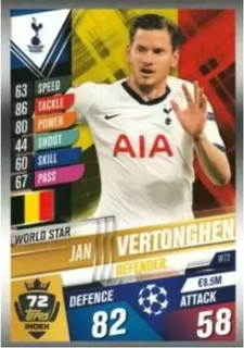 Jan Vertonghen Tottenham Hotspur Topps Match Attax 101 2019/20 World Star #W72