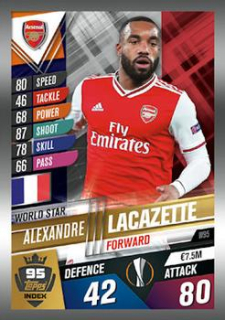 Alexandre Lacazette Arsenal Topps Match Attax 101 2019/20 World Star #W95
